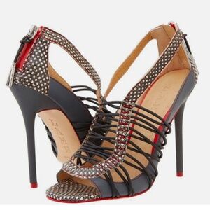 L.A.M.B Raivyn Leather Snake Red Heels